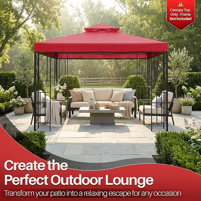 Flexzion Gazebo Cover Replacement Canopy Top 8x8 Ft - Image 2