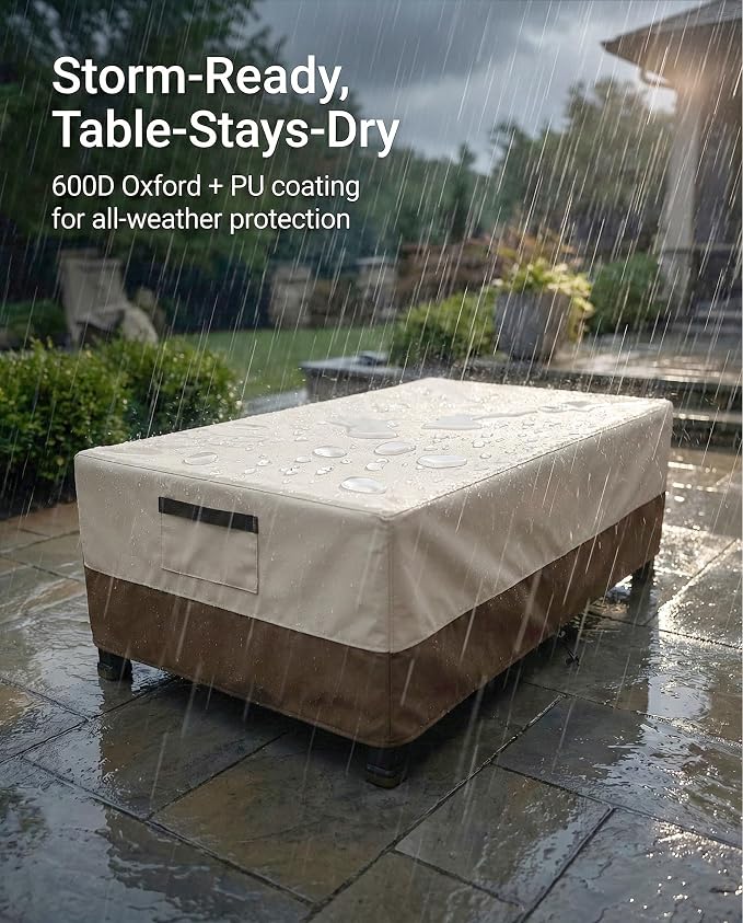 Waterproof Patio Coffee Table Cover, 600D Heavy Duty Outdoor Furniture Covers - Image 4