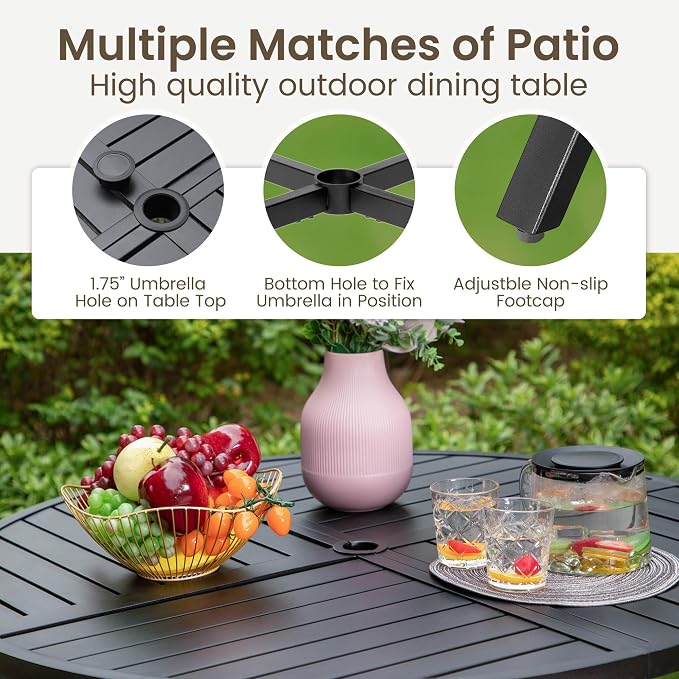 PHI VILLA 5 Piece Outdoor Dining Table Set - Image 6