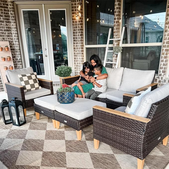 Sophia & William Wicker Patio Furniture Set, Outdoor Rattan Sectional Sofa 7 - Image 5