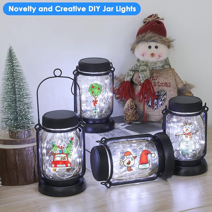 Mlambert Cool White 4 Pack Solar Hanging Mason Jar Lights - Image 5