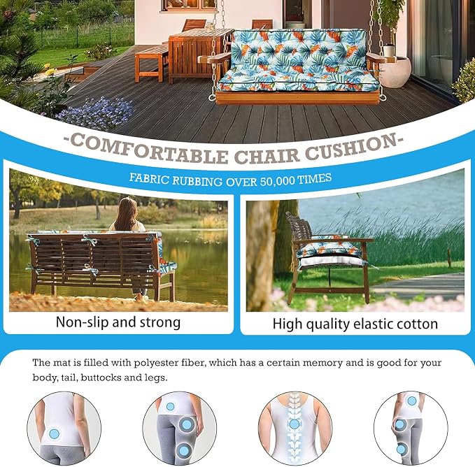 Outside Benches Cushion with Backrest, Thicken Waterproof Swing Cushions 2/3 - Image 4