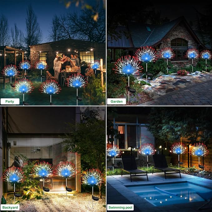 Solar Garden Lights Outdoor Waterproof, 2 Pack 120 LED Solar Firework Lights - Image 5