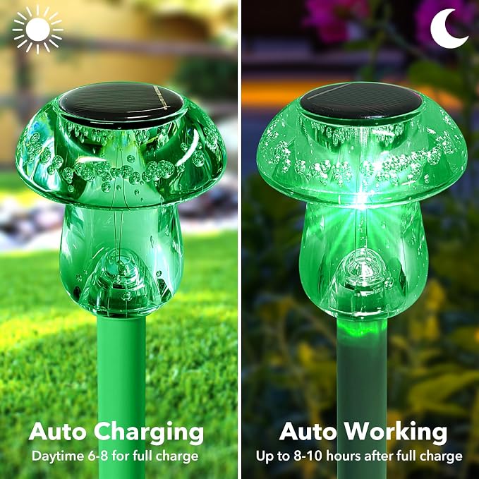 Solar Lights Outdoor, St Patricks Day 8 Pack Mushroom Landscape Lights - Image 2