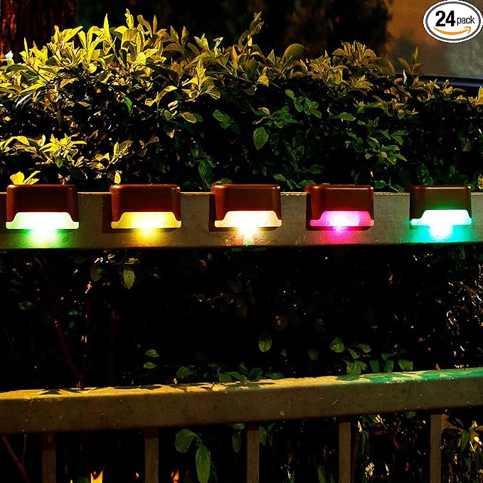 pearlstar 24 Pack Waterproof Led Solar Step Lights, Color Changing Light up by pearlstar