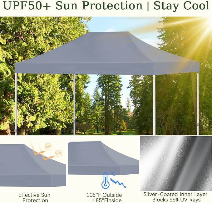 LIUJIAYI Pop Up Canopy Replacement Top, 10x15 Heavy Duty 500D UV Protection - Image 3
