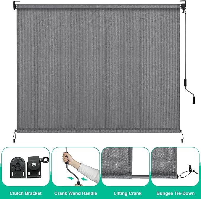 LIFERUN Outdoor Roller Sun Shade 6' W x 6' H– UV Block Patio Shade - Image 6