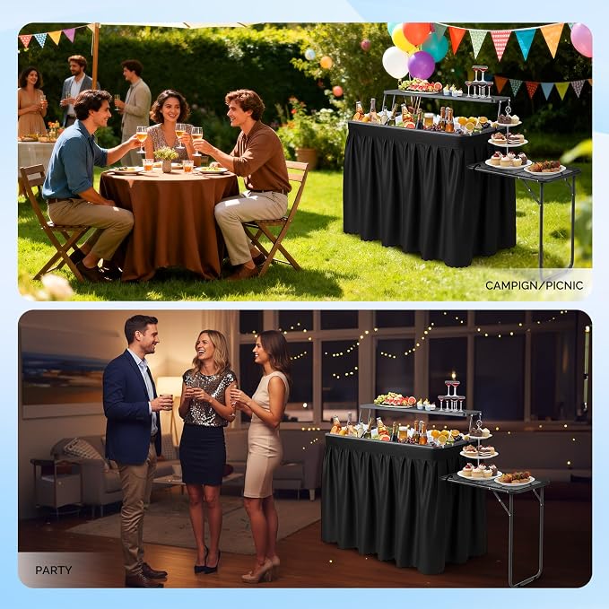 VINGLI Ice Table with Extra Storage Shelf, Side Table, Portasble Cooler Side - Image 7