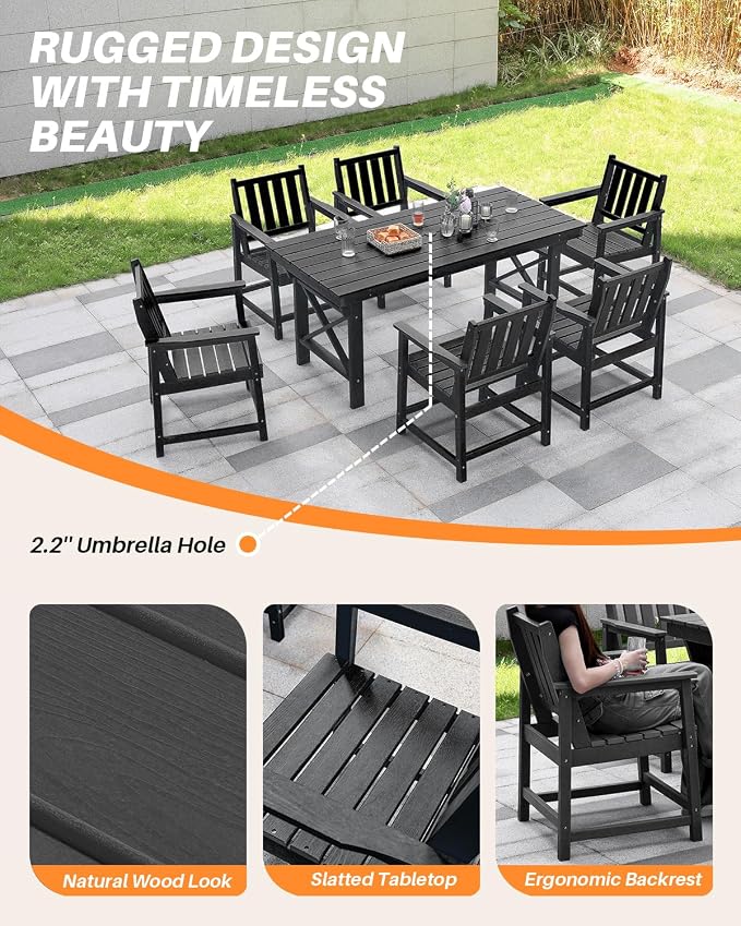 5-Piece HDPE Patio Dining Set, Outdoor Table and Chairs - Image 8