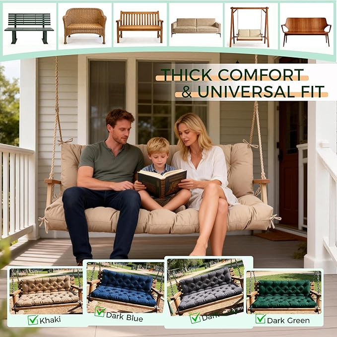 Porch Swing Cushions 60 Inch, Waterproof Patio 2 3 Seater Replacement - Image 4
