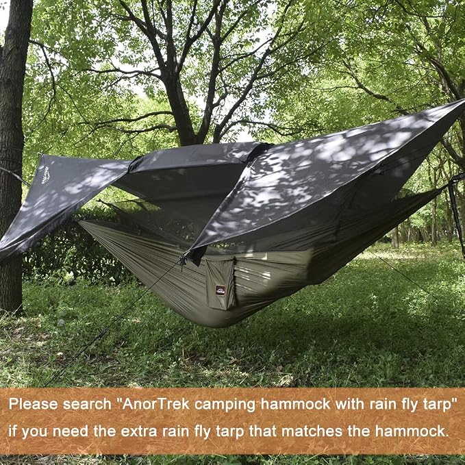 Camping Hammock with Mosquito Net, Double & Single Lightweight Portable - Image 7