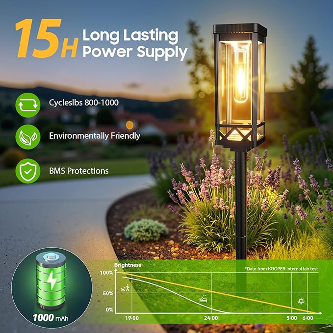 KOOPER Taller Solar Pathway Lights Outdoor, 8 Pack Upgraded Brighter Solar - Image 2