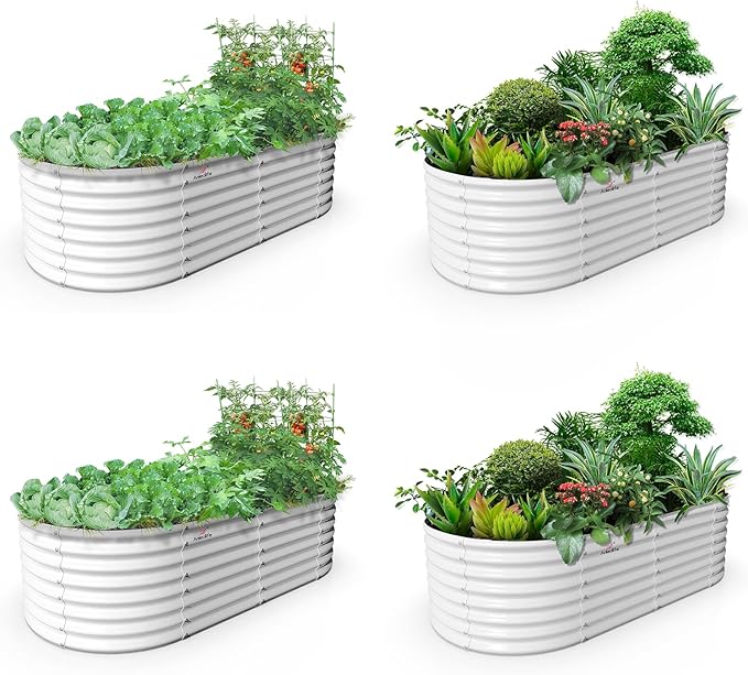 A ANLEOLIFE 4-Pack 6X3X2ft & 8X4X2ft Deep Root Galvanized Raised Garden Beds by AAnleolife