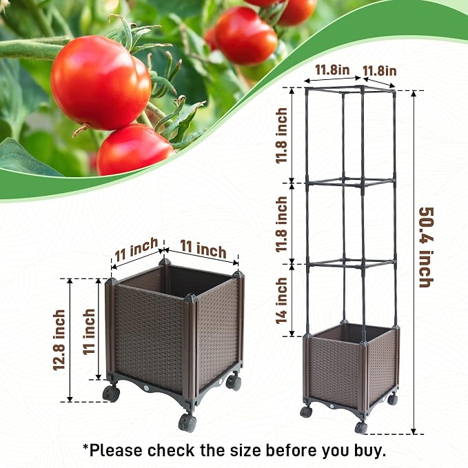Raised Garden Bed with Tomato Planter Cage, 50.4" Self Watering Tomato Planter - Image 2