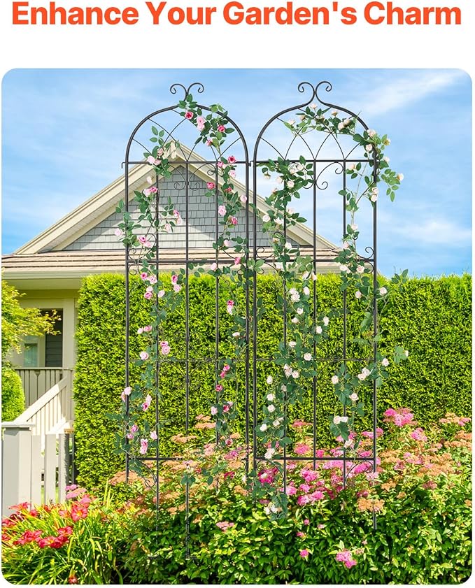 VEVOR Garden Trellis for Climbing Plants, 87 x 20 in, 2 Packs Rustproof Metal - Image 3