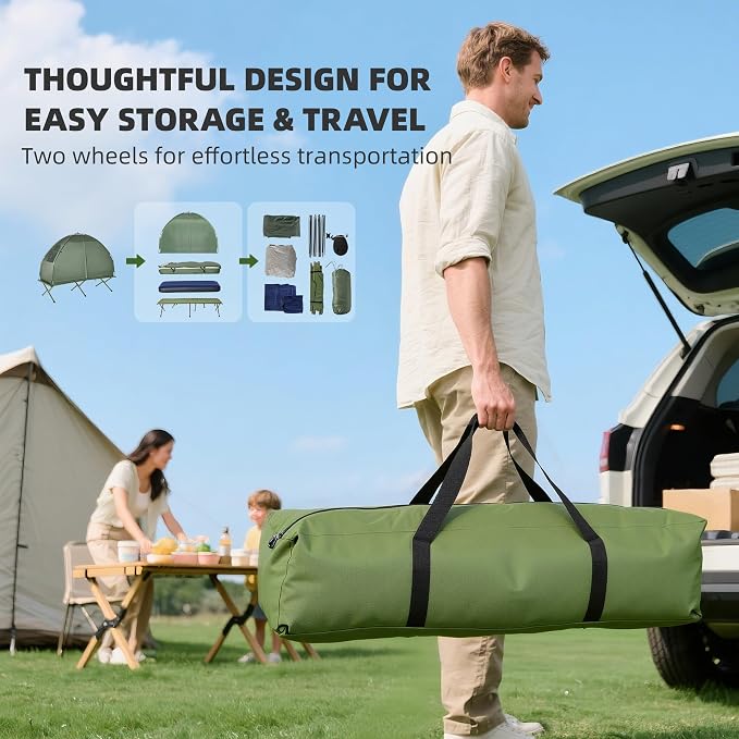 Outsunny Camping Tent Cot, Folding Tent Cot Combo - Image 5
