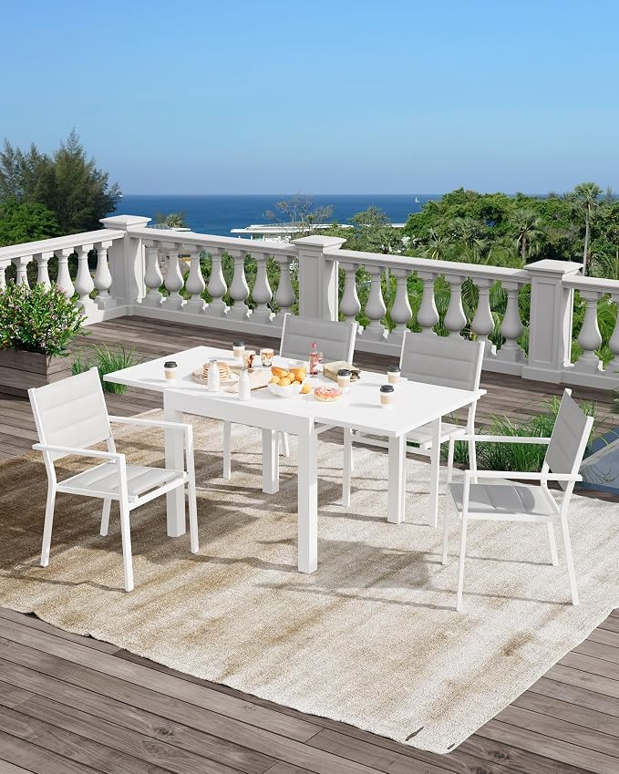 Expandable Patio Table for 4-6 Persons, Extentable Outdoor Dining Table Set - Image 5