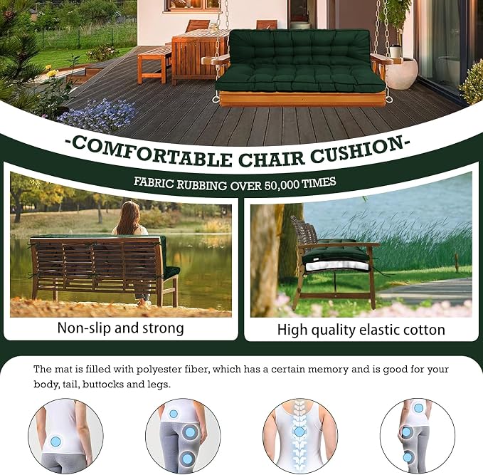 Outside Benches Cushion with Backrest, Thicken Waterproof Swing Cushions 2/3 - Image 2