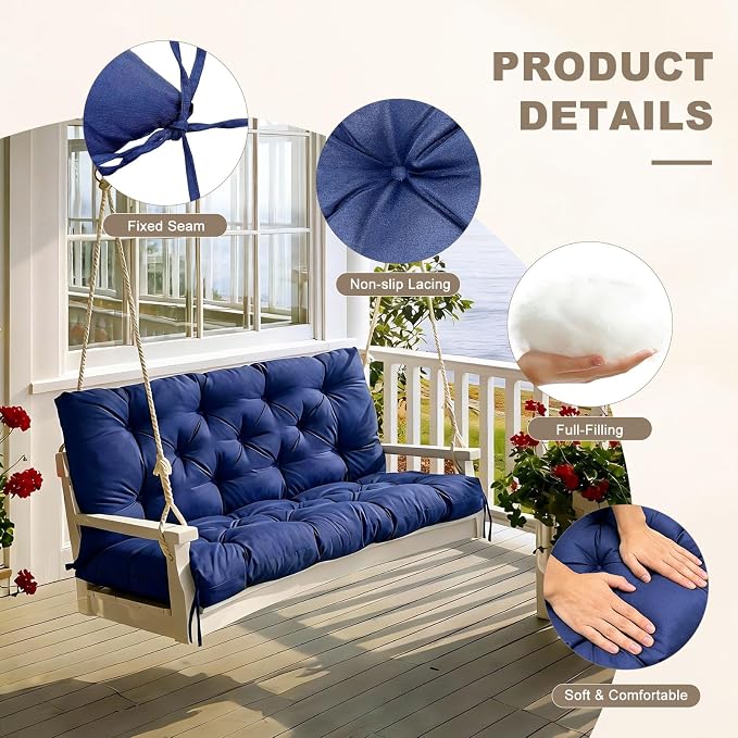 Porch Swing Cushion with Backrest, Waterproof Bench Cushion - Image 5