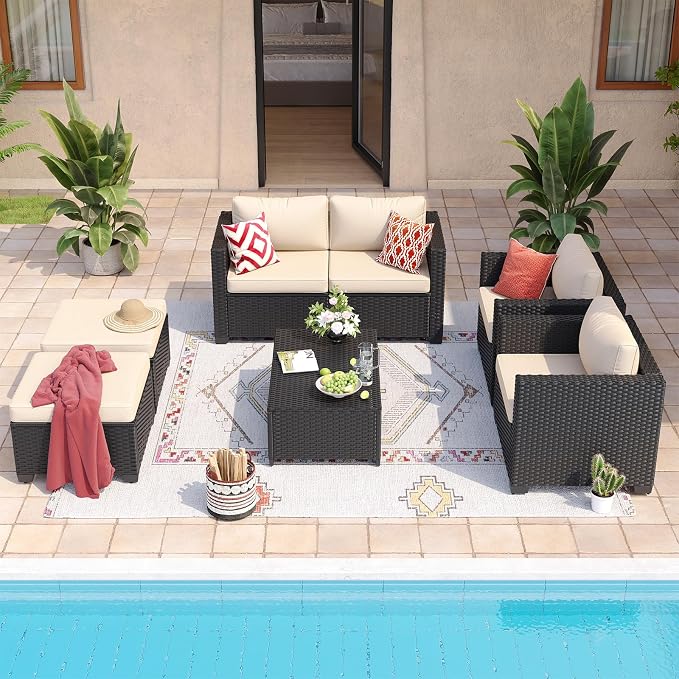Aoxun 7 Piece Outdoor Patio Furniture Set 6 Seats, Outdoor Sectional - Image 5