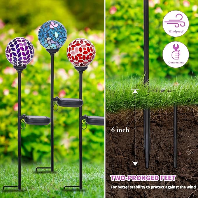 Afirst Solar Lights Outdoor Decorative Solar Mosaic Garden Stakes Decorative - Image 4