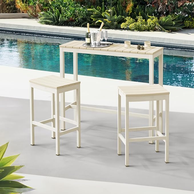 Outdoor Bar Stools Set of 2, 26 Inch All Weather HDPS Patio Counter Height - Image 2