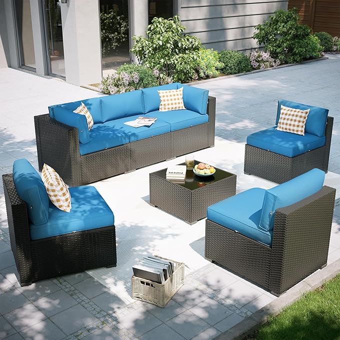 Aoxun Patio Furniture Set, 7 Piece Outdoor Sectional Sofas by Aoxun