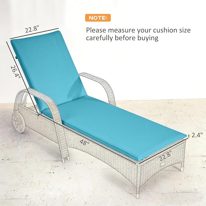 Outsunny Outdoor Lounge Chair Cushion Set of 2, UPF50+ 200gsm Fabric and 25D - Image 3