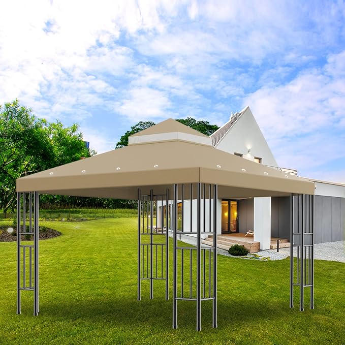 Sumfaller 10x10 FT Gazebo Replacement Canopy Top Cover Double Tiered Canopy Top - Image 5