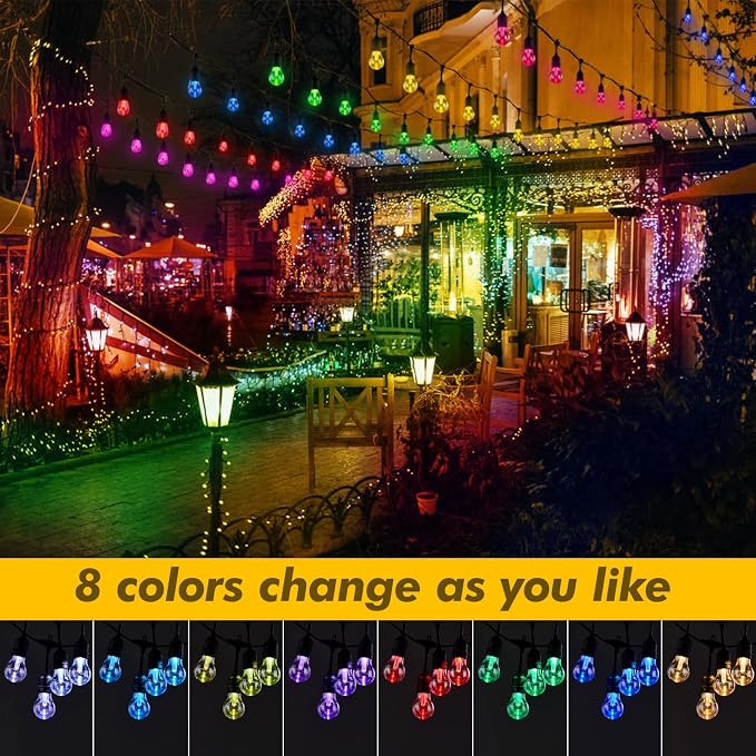 Auroraworld 35FT Solar RGB Outdoor String Lights, Dimmable Waterproof LED Patio - Image 3