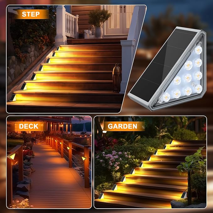 8 Pack Solar Stair Lights, Outdoor Step Lights - Image 3