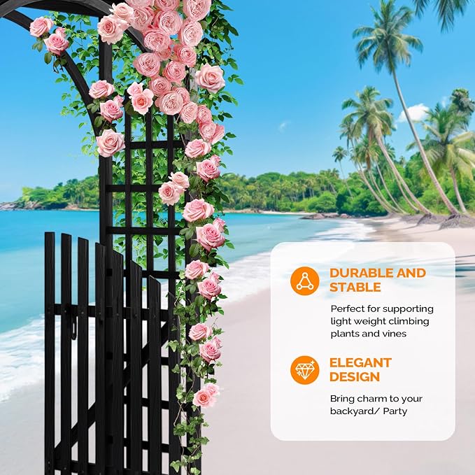 VINGLI 85in Wooden Arbor, Garden Arbor Wedding Arch - Image 4