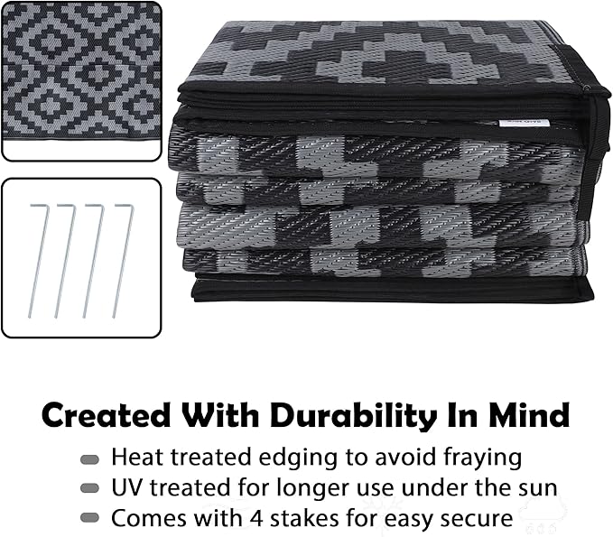 SAND MINE Waterproof Outdoor Rug 8x10 ft, Plastic Reversible Rug, Modern Area - Image 4