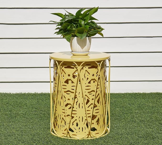 HFHOME Set of 3 Metal Outdoor Side Table, Nesting Round Coffee Table - Image 5