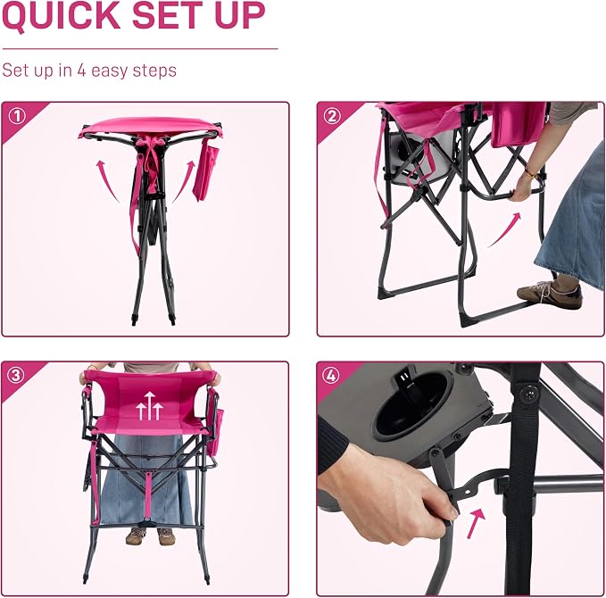 EVER ADVANCED Portable 30.7" Seat Height Tall Folding Camping Chair Directors - Image 5