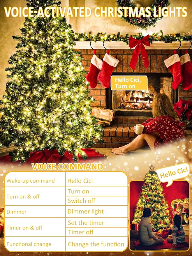 Smart String Lights With Voice Control Indoor Outdoor, Dimmable 12Modes Twinkle - Image 2