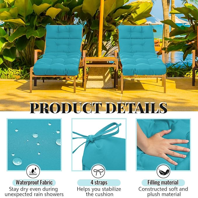 Kigley 2 Pcs Chaise Lounge Cushions 75 x 22 x 5 Inches Soft Lounge Chair - Image 4
