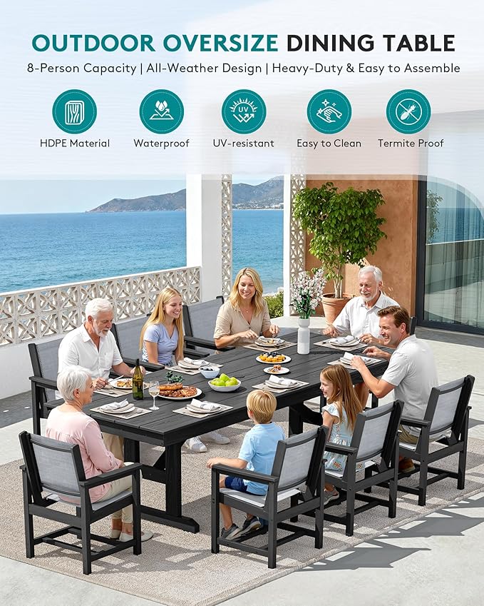 SERWALL 9 Piece Outdoor Dining Set - Image 6