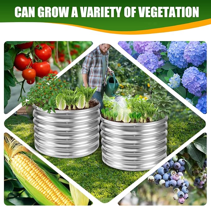 17" Tall Elevated Round Metal Rised Garden Bed- 2'x2' in Size and 0.8MM Thick - Image 5