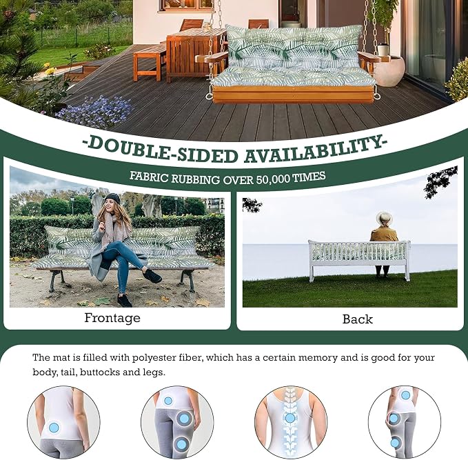 Outside Benches Cushion with Backrest, Thicken Waterproof Swing Cushions 2/3 - Image 4