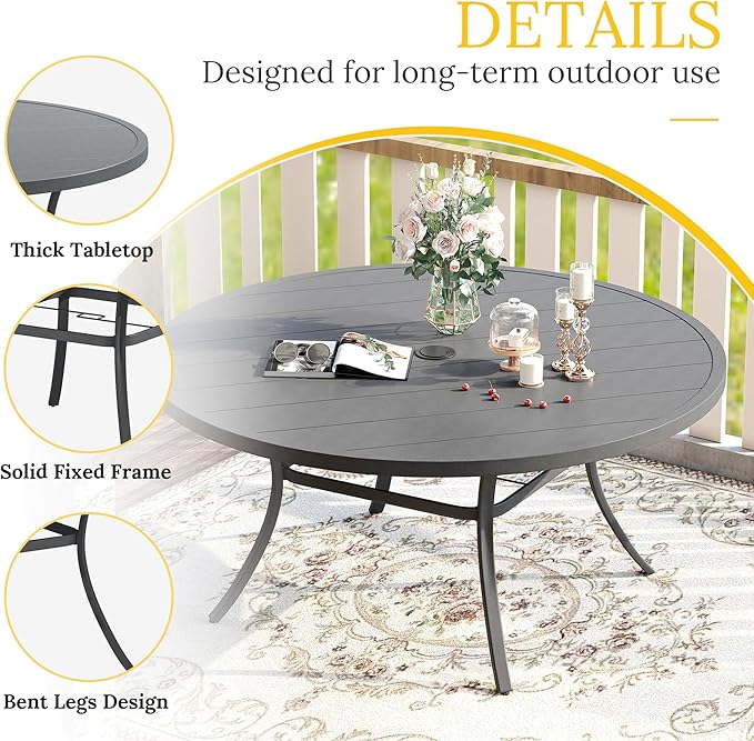 VICLLAX 53" Outdoor Round Patio Table - Image 3