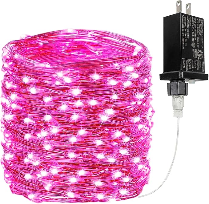 66Ft 200LED Pink Fairy Lights Plug in, Waterproof String Lights Outdoor & by BHCLIGHT