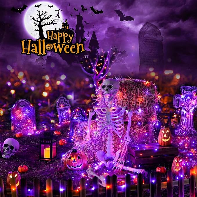 4-Pack Solar String Lights, 156Ft Extra-Long 400 LED Waterproof Solar Halloween - Image 3