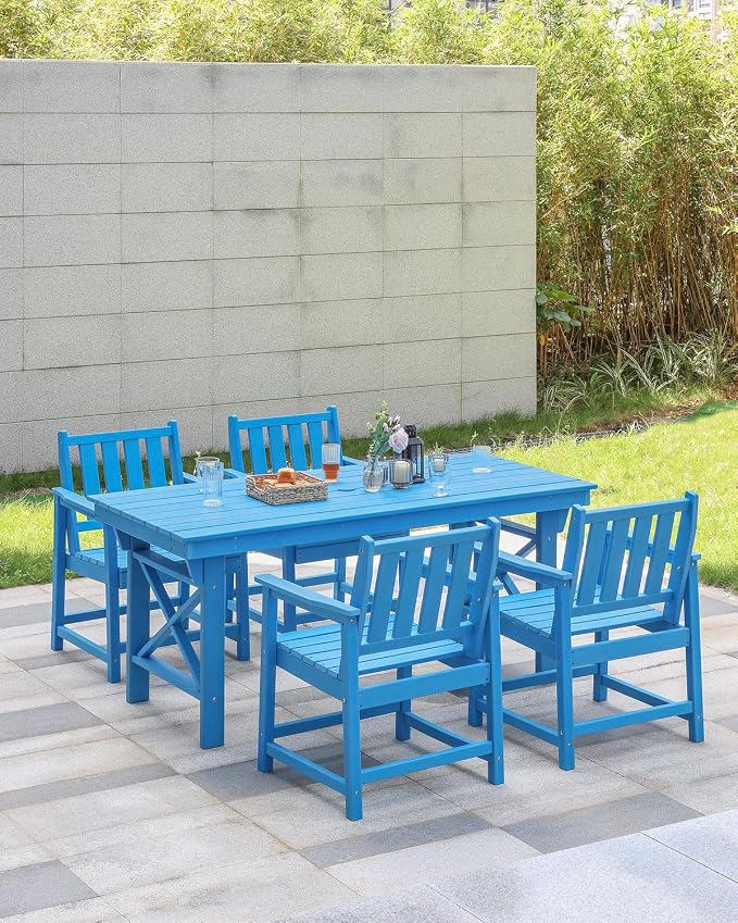 HDPE Patio Dining Set, 5-Piece Outdoor Table and Chairs - Image 3