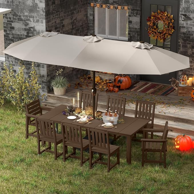 9-Piece Brown Outdoor Dining Set by PatioKingdom