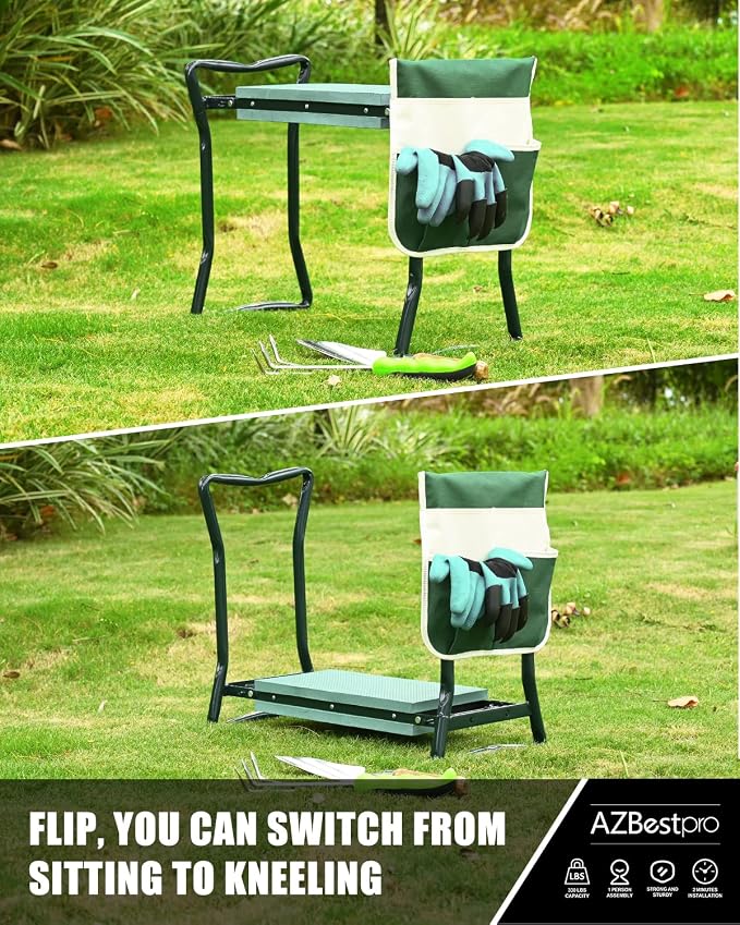 Garden Stool and Kneeler, Foldable Gardening Bench - Image 5