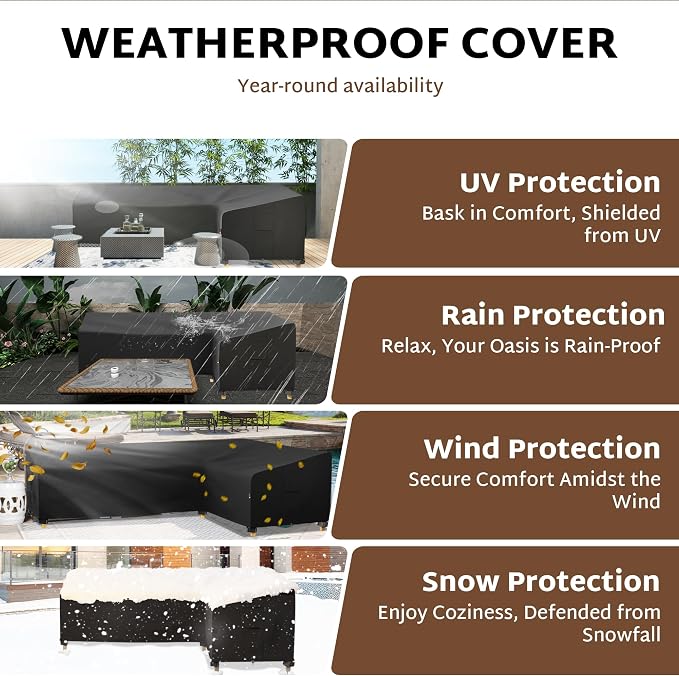 iBirdie Outdoor Patio Furniture Cover fit 112" x 87", Waterproof Weatherproof - Image 5