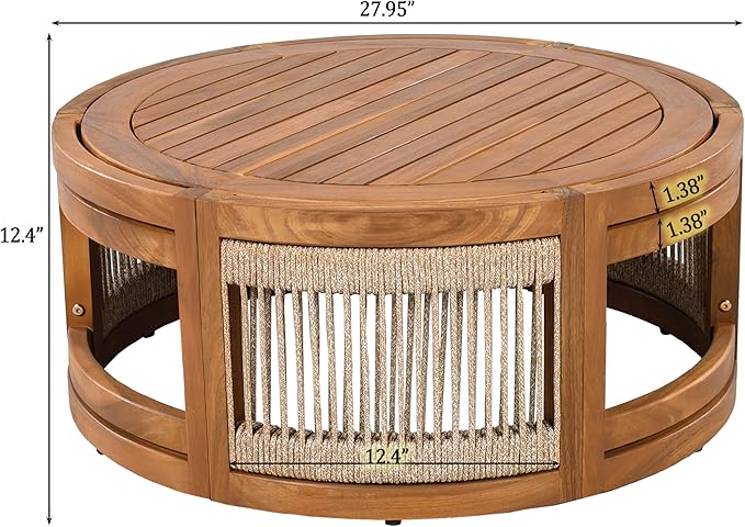 Christopher Knight Home Nesbit 4 Pieces Conversation Set, Acacia Wood Chat Set - Image 10
