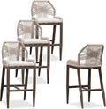 PURPLE LEAF Patio Bar Stool Bar Height Set of 4 Outdoor Rattan Chairs by PURPLELEAF