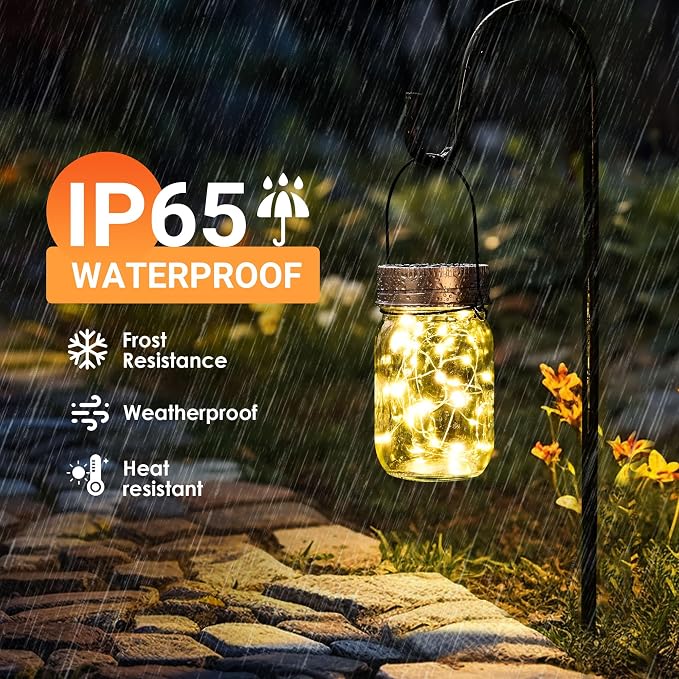 GIGALUMI Solar Mason Jar Lights, 8 Pack 30 Led String Fairy Lights Garden - Image 5